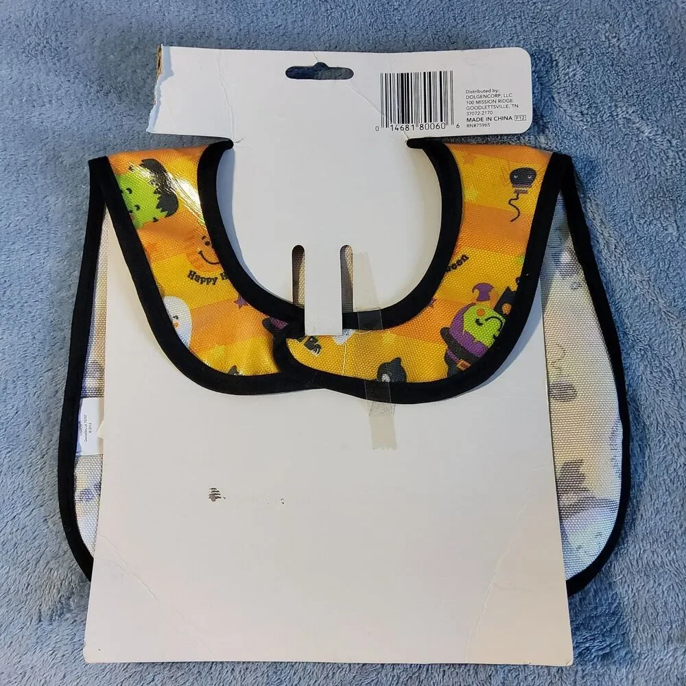 Happy Halloween Toddler Bib NIP Waterproof Pocket Witch Ghost Frankenstein 2012